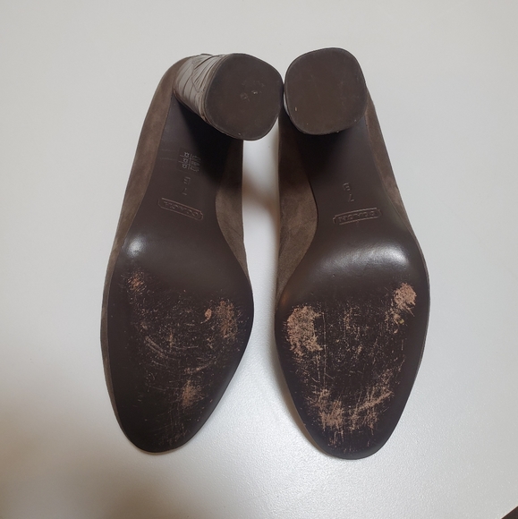 Coach Ophelia Suede Embossed block heels - Picture 3 of 8